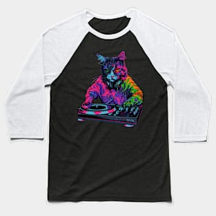 Cat DJ Vibe Baseball T-Shirt